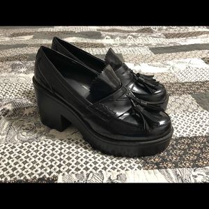 Black chunky tassel platforms